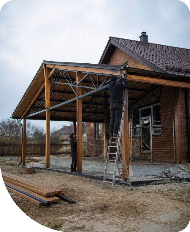 Пристройка навеса к дому и участку в Южноуральске под ключ